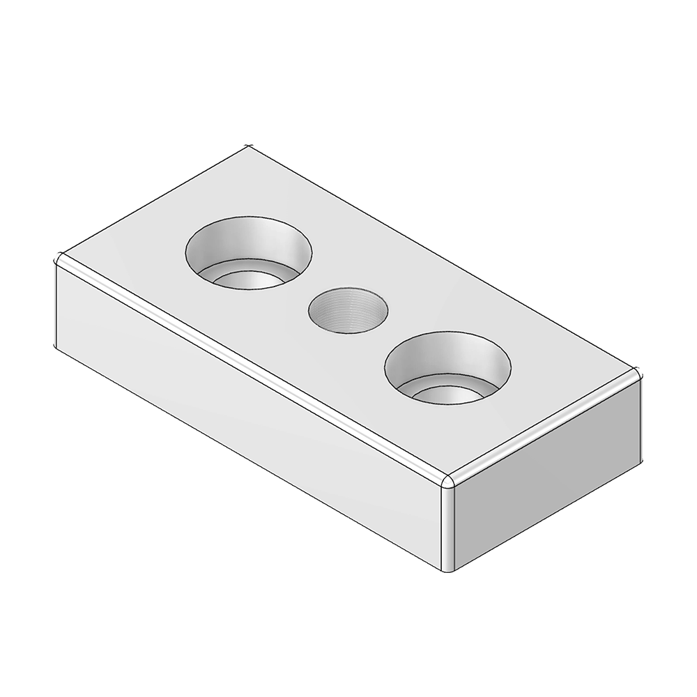 32-3060M10S-3SS MODULAR SOLUTIONS MOUNTING PLATE 30MM X 60MM, M10 THREADED WITH A CENTER THRU HOLE